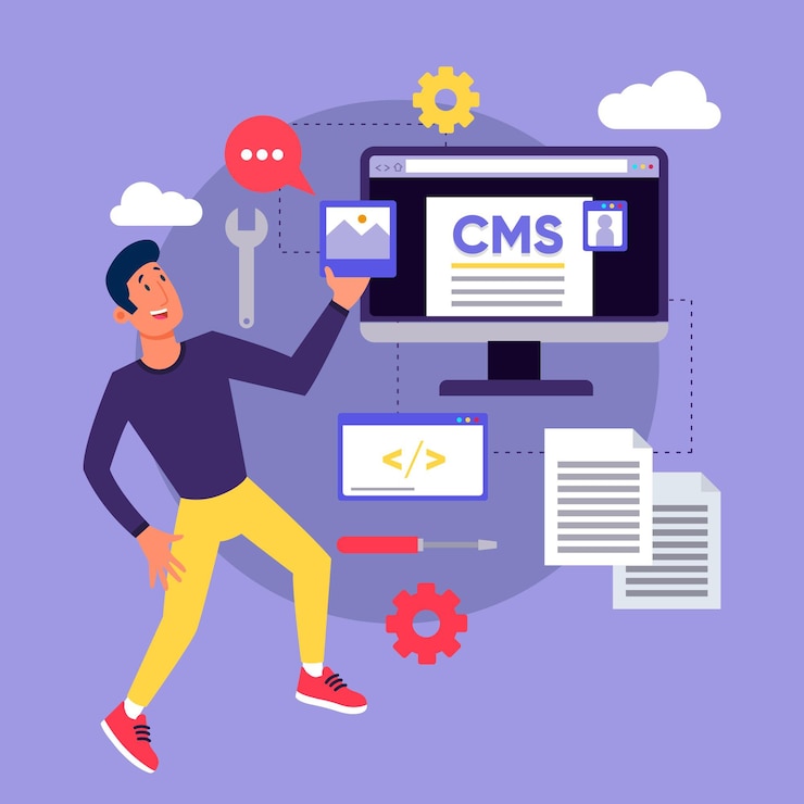 Miễn phí Vector hình ảnh minh họa khái niệm flat cms