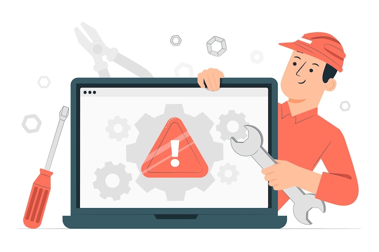 Miễn phí Vector hình ảnh minh họa khái niệm khắc phục sự cố máy tính
