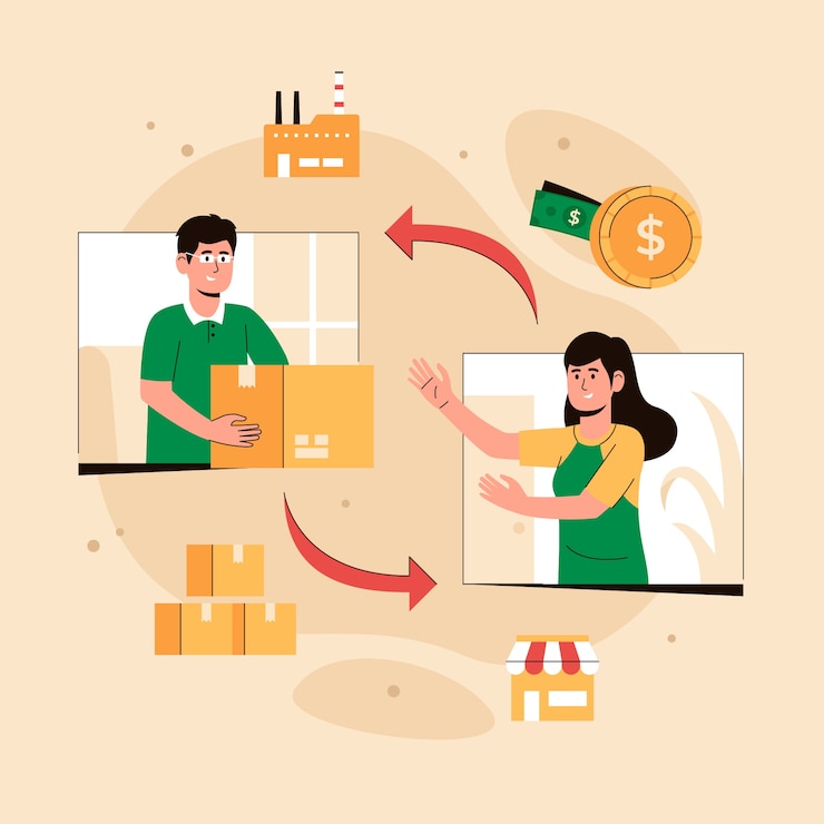 Miễn phí Vector hình ảnh minh họa người bán lại được vẽ tay