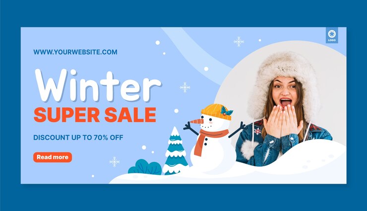 Miễn phí Vector horizontal sale banner template for winter season celebration