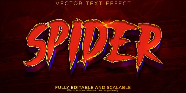 Horror red text effect editable spider and scary text style