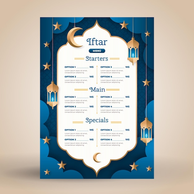 Iftar menu template in paper style