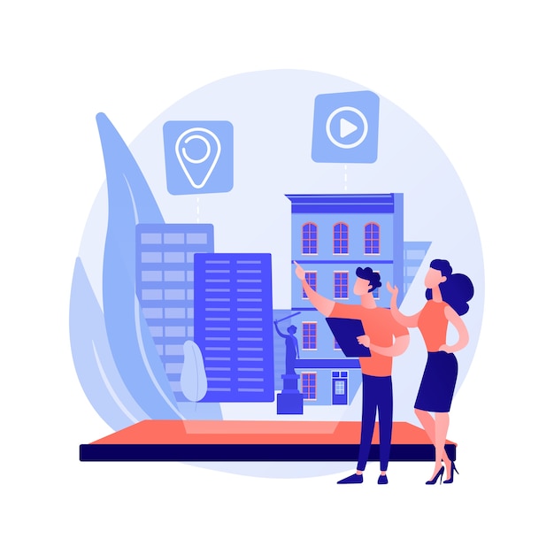 Interactive design visualization abstract concept vector illustration. Interactive visualization, virtuality architecture, virtual reality user experience, interaction design abstract metaphor.