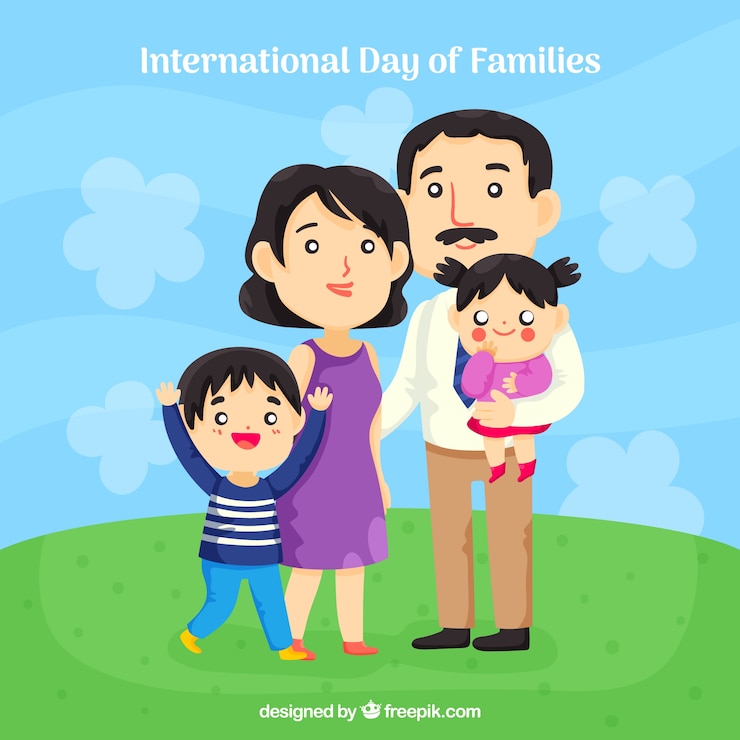 Miễn phí Vector international day of families background in hand drawn style 