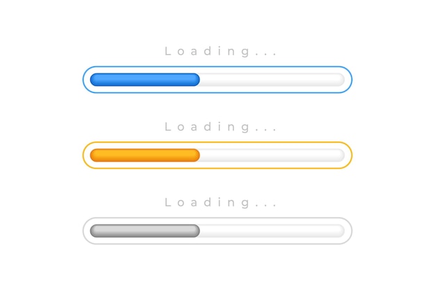 isolated 3d loading progress bar element in set of different color