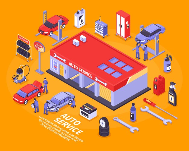 Isometric Auto Service Concept