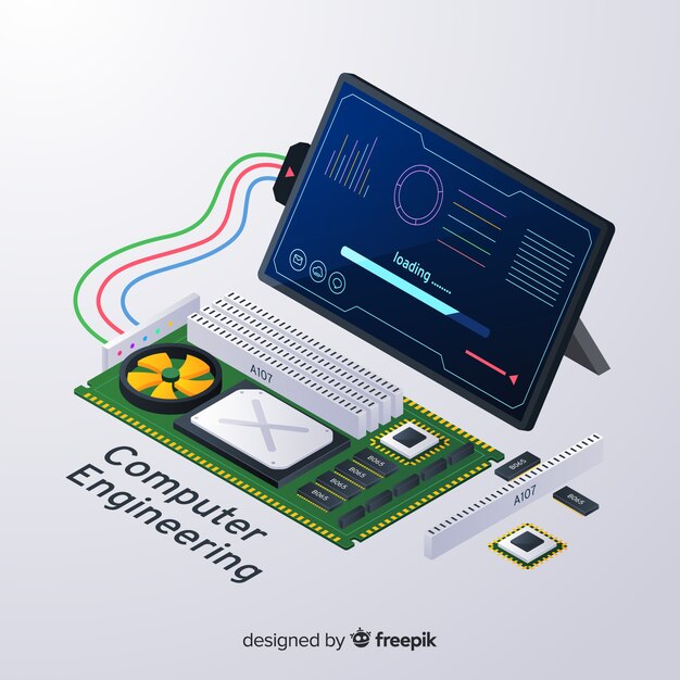 isometric computer engineering background