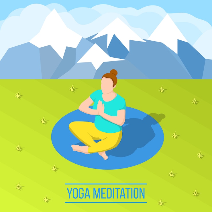Miễn phí Vector isometric yoga composition