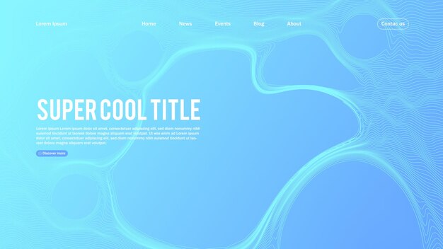 Landing page abstract design with dynamic line bubbles . Template for website or app.