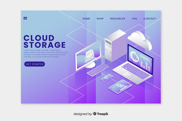 Landing page with cloud storage