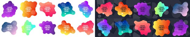 Liquid Abstract shapes set Isolated Flat Vector background illustration Various colors modern template Minimal curvy design Geometric graphic elements Place for text Vector Illustration