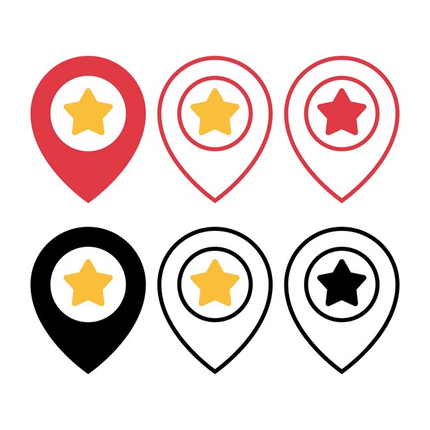 Location Pin Star Red And Black Set