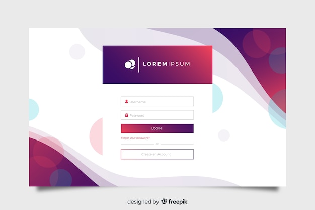 Log in landing page web template