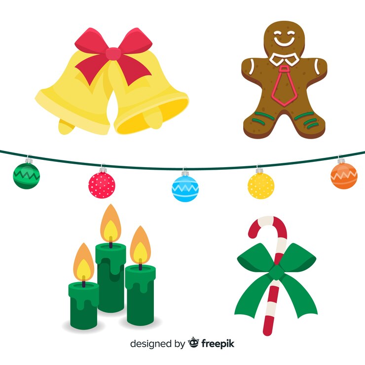 Miễn phí Vector lovely christmas element collection with flat design