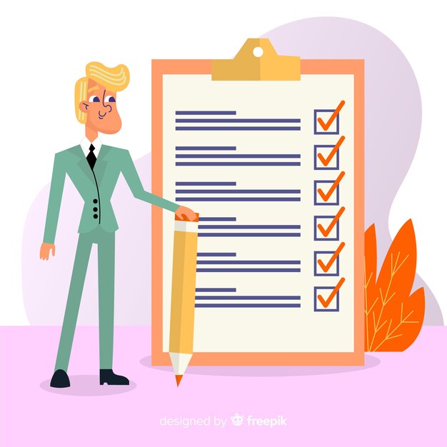man checking list giant check list