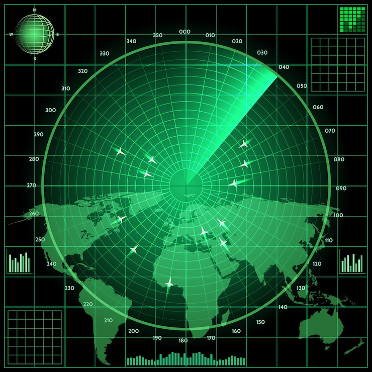 Miễn phí Vector màn hình radar với máy bay.