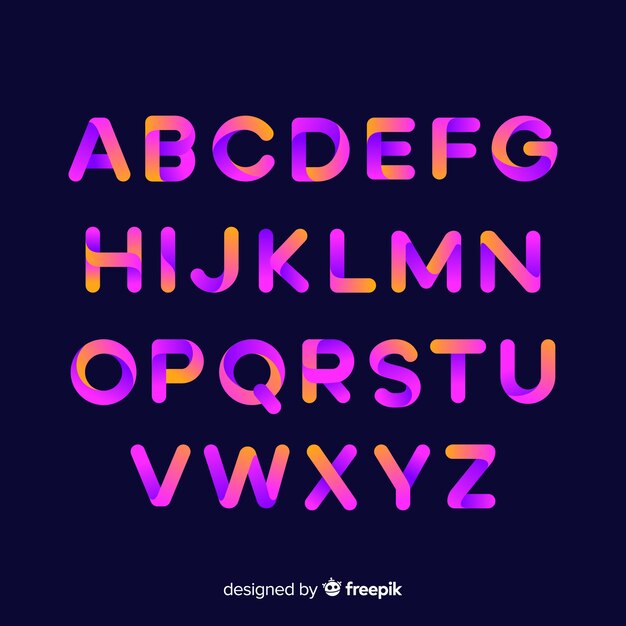 Mẫu bảng chữ cái typography gradient