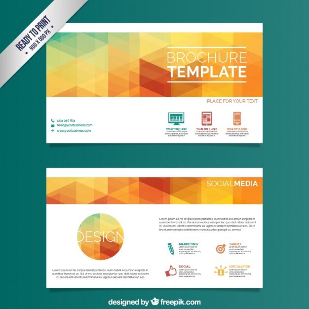 Miễn phí Vector mẫu brochure với hình tam giác đầy màu sắc