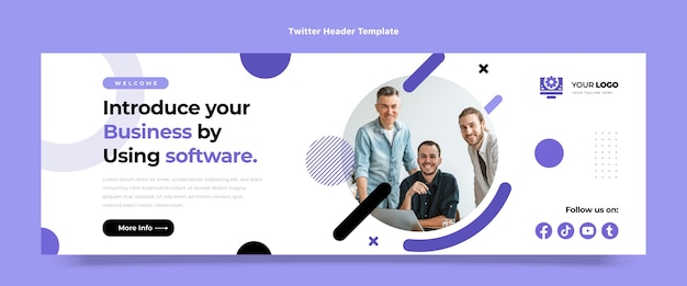 Mẫu header Twitter công nghệ thiết kế phẳng