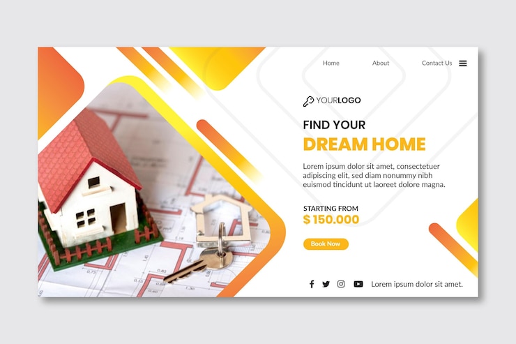 Miễn phí Vector mẫu template trang đích bất động sản