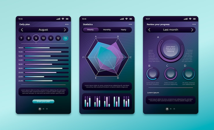 Miễn phí Vector mẫu ứng dụng chế độ tối gradient