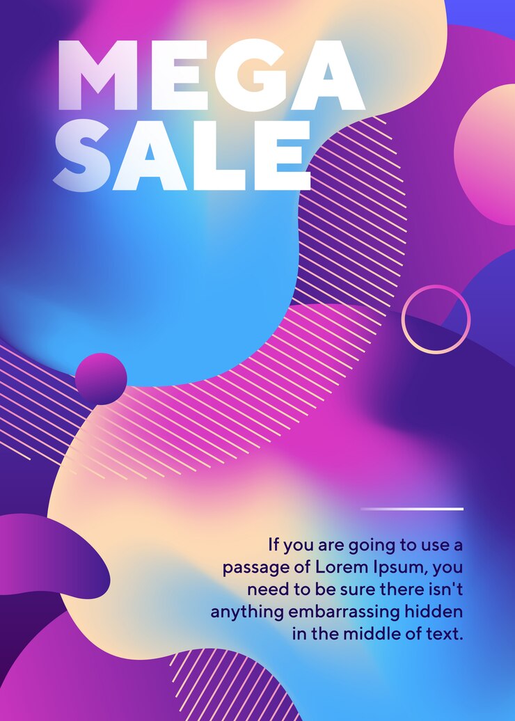 Miễn phí Vector mega sale lettering poster with dynamical neon shapes