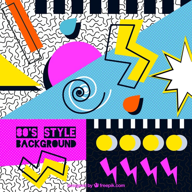 Miễn phí Vector memphis background with geometric shapes