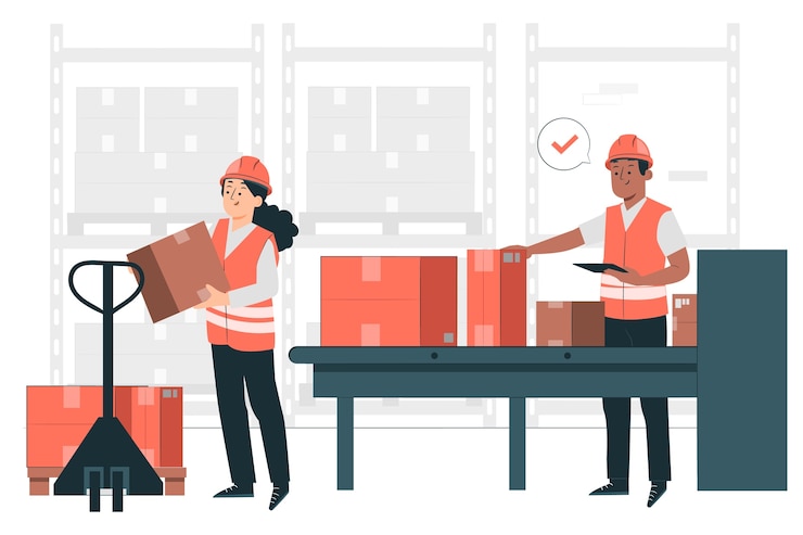 Miễn phí Vector minh họa khái niệm băng tải trong kho hàng
