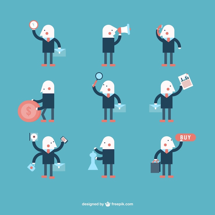 Miễn phí Vector minimalist businessman character collection