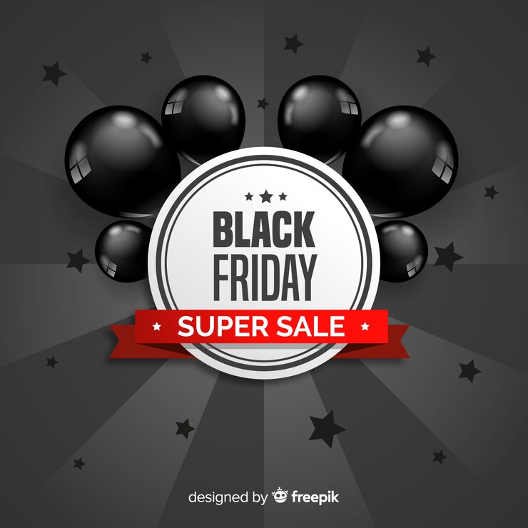 Miễn phí Vector modern black friday composition with realistic balloons