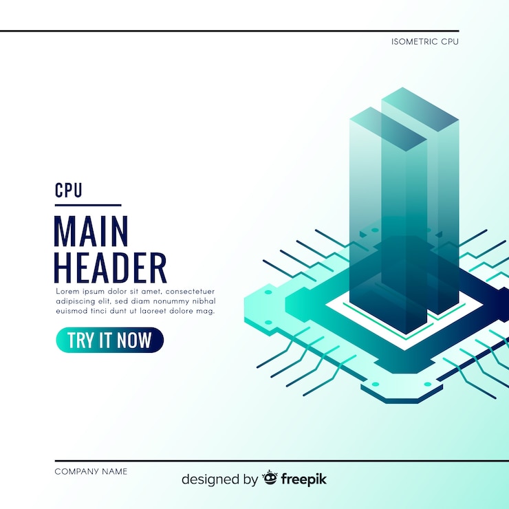 Miễn phí Vector modern cpu background with isometric perspective