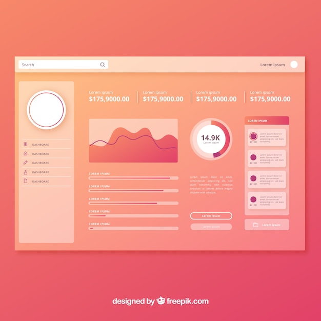 modern dashboard admin panel with gradient style