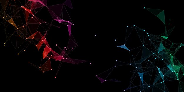 multi coloured abstract banner with a low poly plexus design