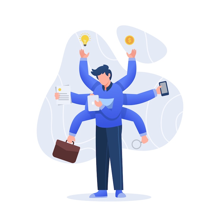 Miễn phí Vector multitasking concept illustration character