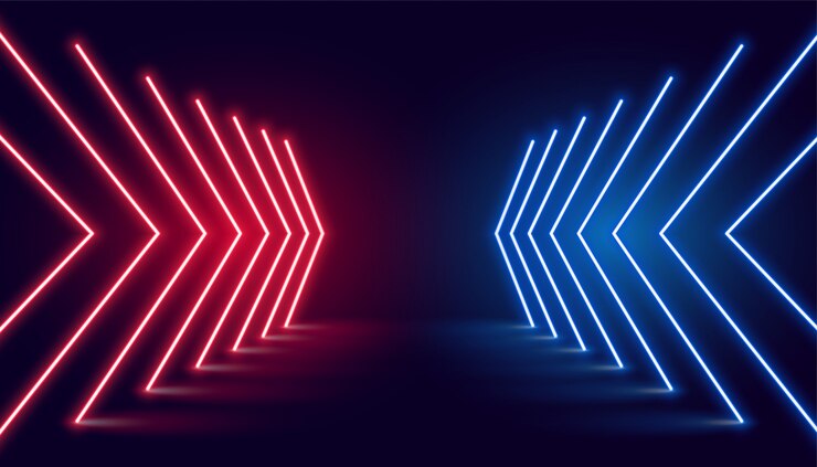 Miễn phí Vector neon light arrow direction in perspective