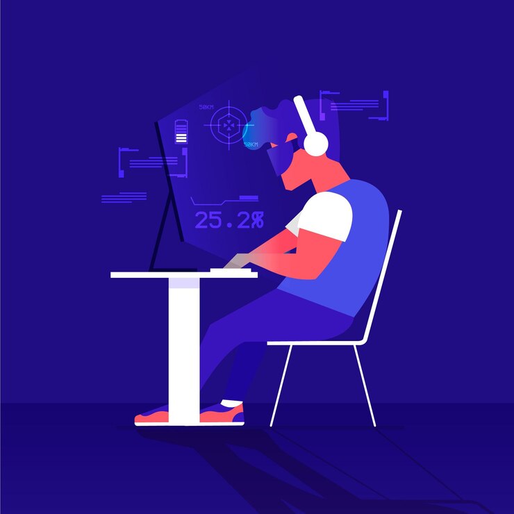 Miễn phí Vector online games concept illustration with man playing