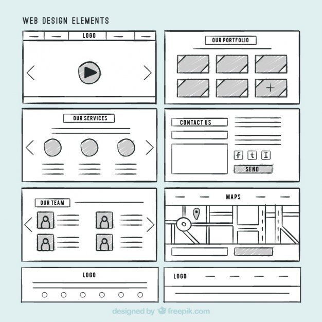 Miễn phí Vector pack of hand drawn website elements
