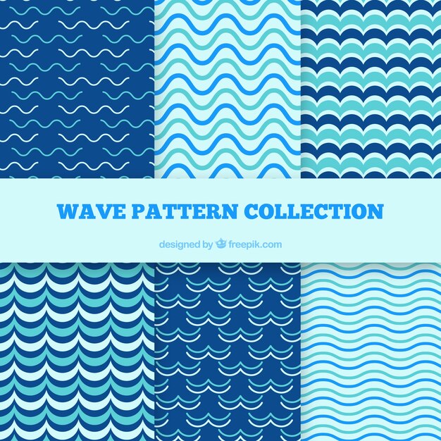 Pack of six flat wave patterns