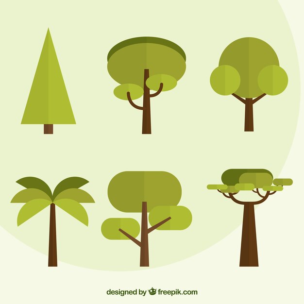 pack of trees in flat design 