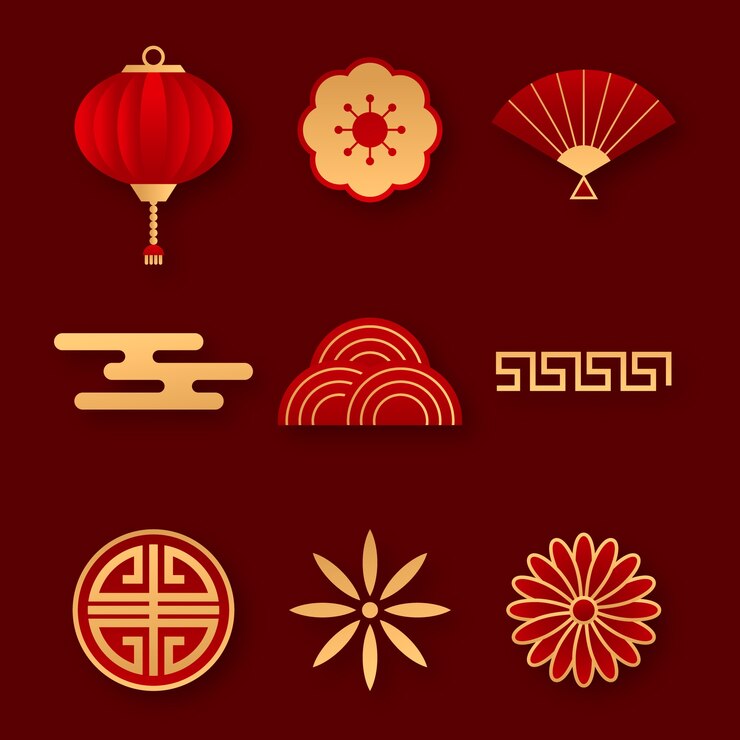 Miễn phí Vector paper style chinese new year celebration ornaments collection