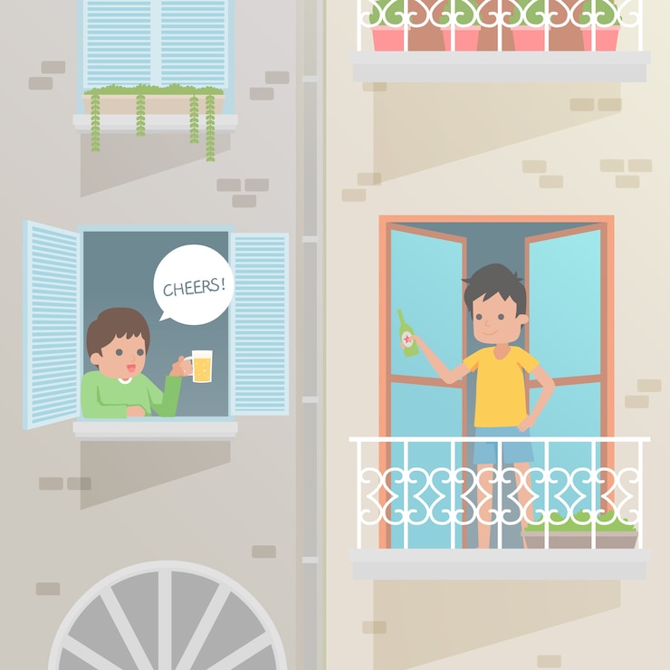 Miễn phí Vector people doing activities on balcony concept