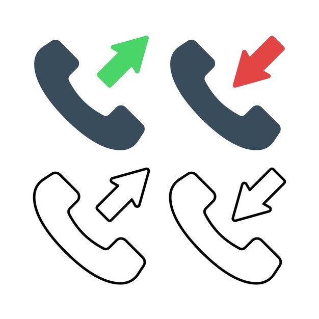 phone with arrows in and out flat and outline