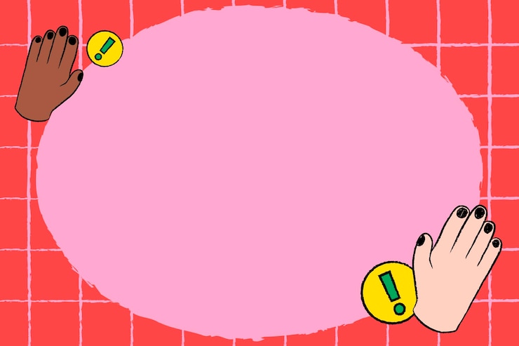 Miễn phí Vector pink funky frame background, stop hand gesture doodle vector