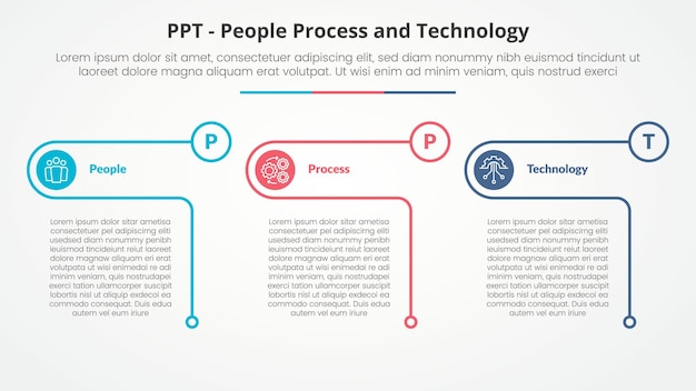 PPT framework infographic concept for slide presentation with creative outline table circle with 3 point list with flat style