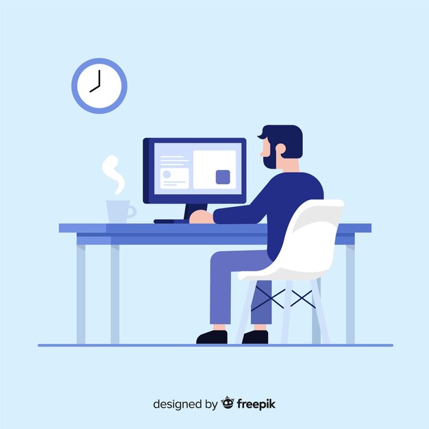 Professional office worker with flat design