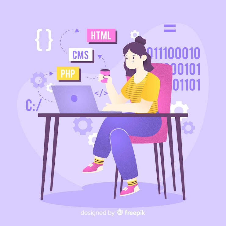 Miễn phí Vector programmer working with cms
