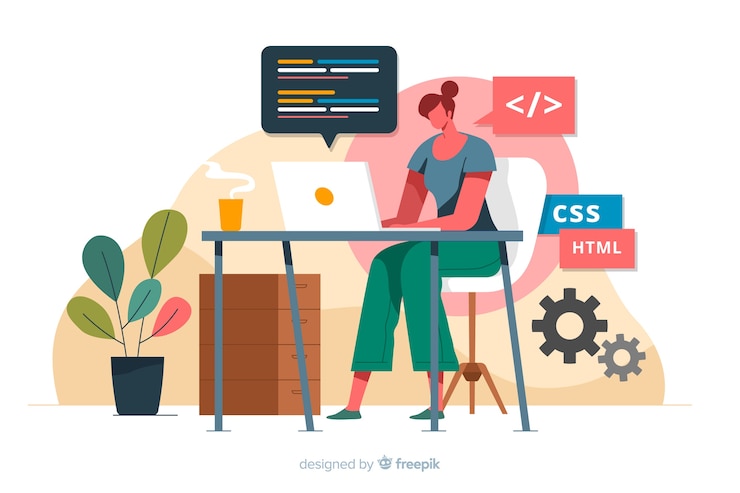 Miễn phí Vector programmer working with css