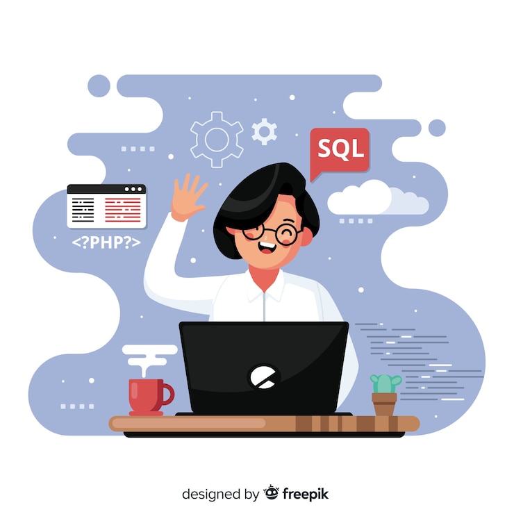 Miễn phí Vector programmer working with sql