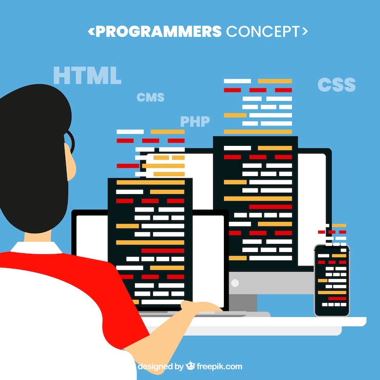 Miễn phí Vector programmers concept with flat design