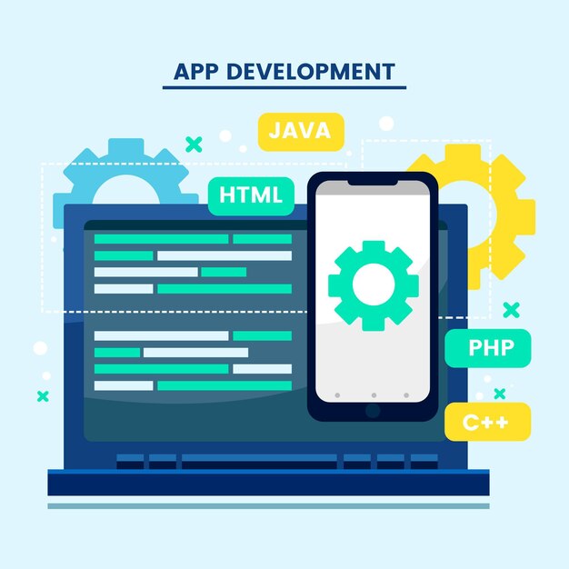 Programming and app development concept